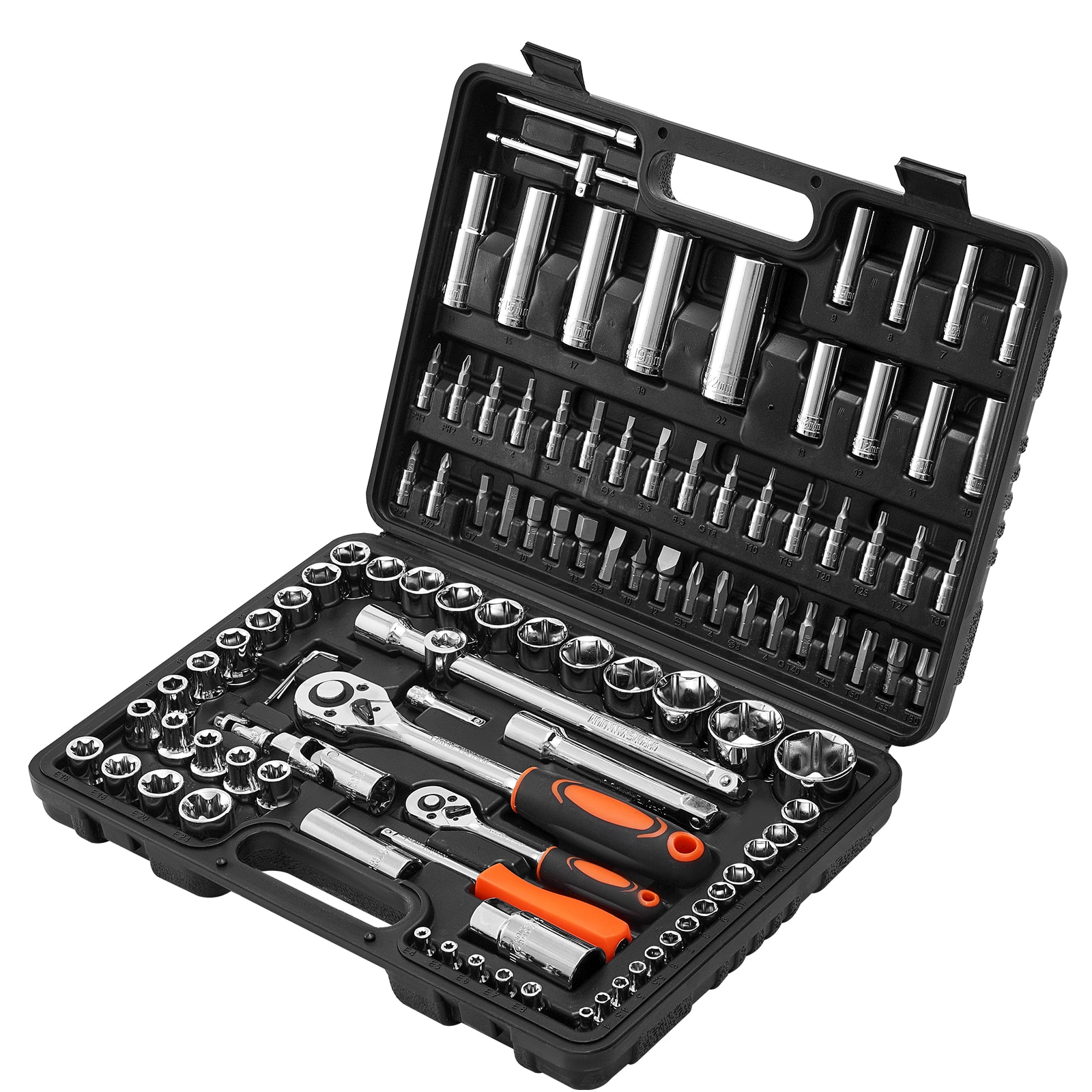 Socket Set And Ratchet Kit In Storage Case For Mechanic Repairs_voghion.com